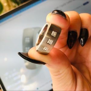 TeNo Stainless Steel Ring 069.15p02, sz5.25, diamond chips $495 on TeNo.com